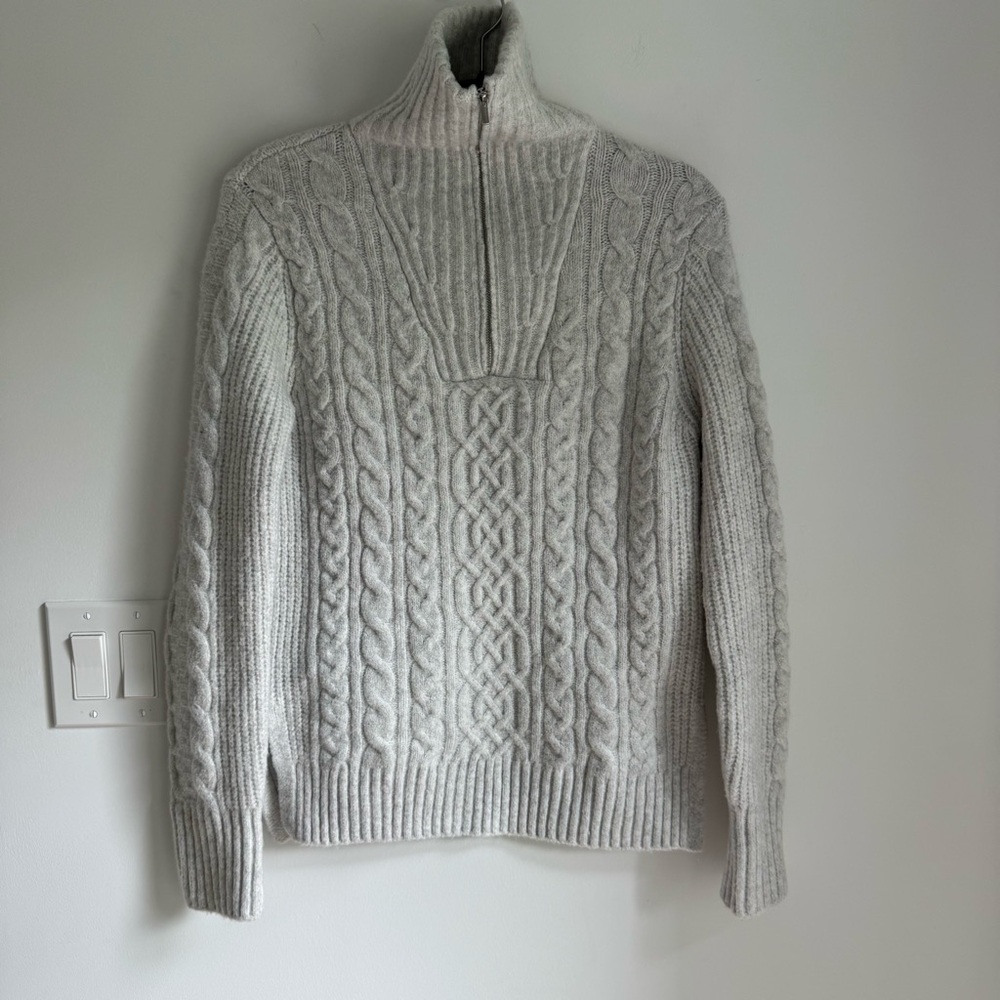 Happily Grey Sweater Turtleneck 1/4 zip Sz Small Cozy Academia preppy‎